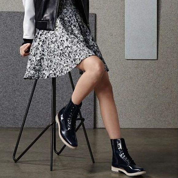 Aquatalia Shoes - AQUATALIA Patent Leather Combat Boots Black Size 8